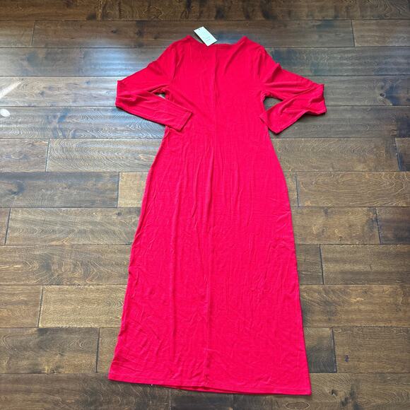 A New Day Dress Size Small Red Ribbed Stretchy Modal NEW Bodycon Midi - Picture 8 of 8